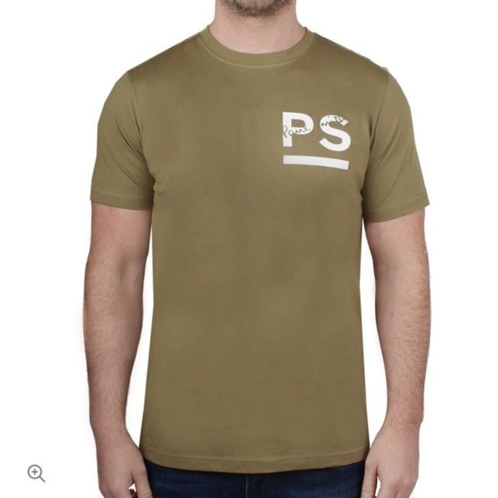Paul Smith Olive Green Logo Tshirt Organic Cotton Sz S